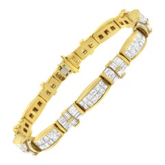 14K Yellow Gold 11 1/4 Carat Diamond Tennis Bracelet