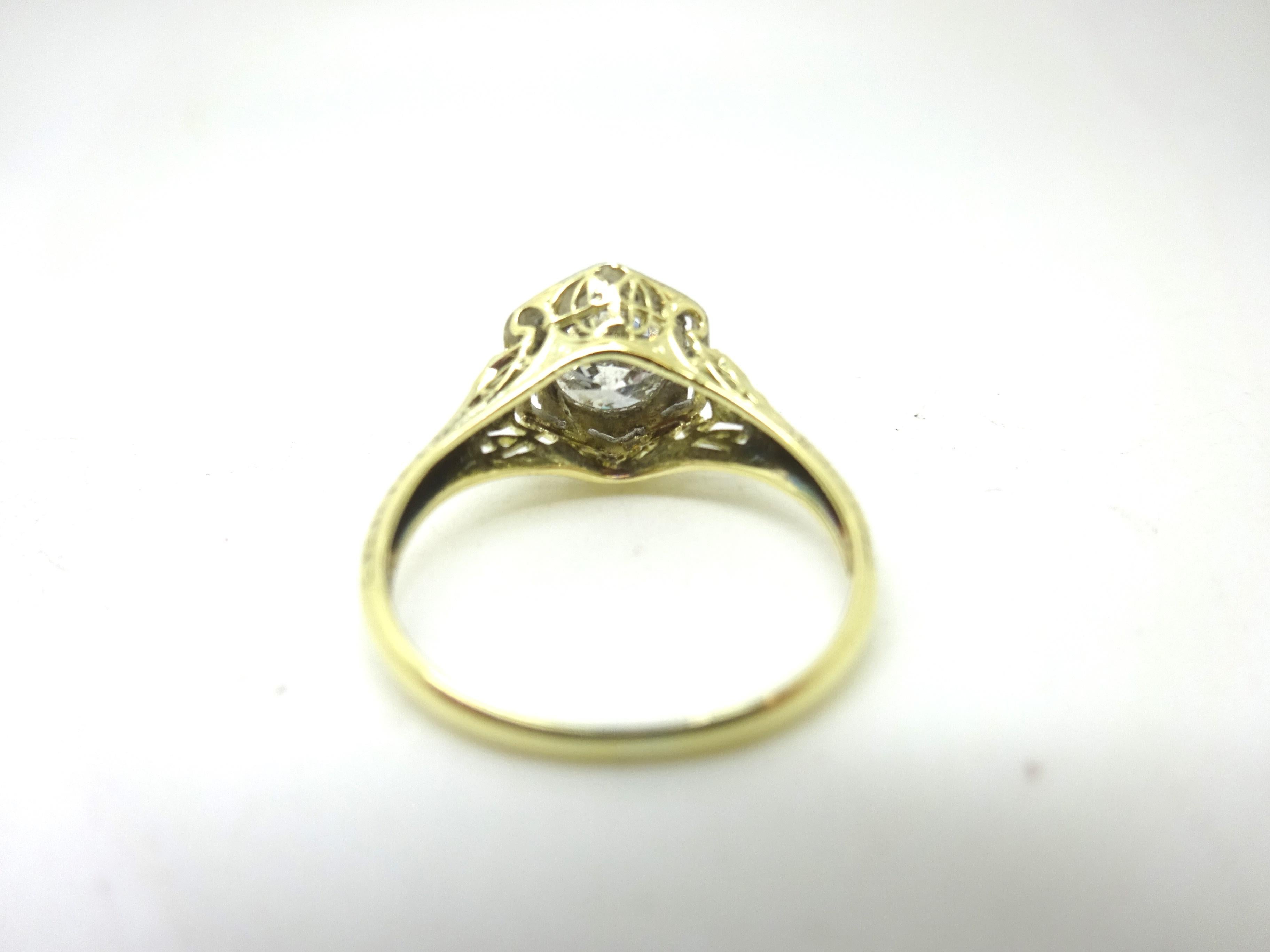 Brilliant Cut 14k Yellow Gold 1.10 Carat Genuine Natural Diamond Filigree Ring '#J3673' For Sale