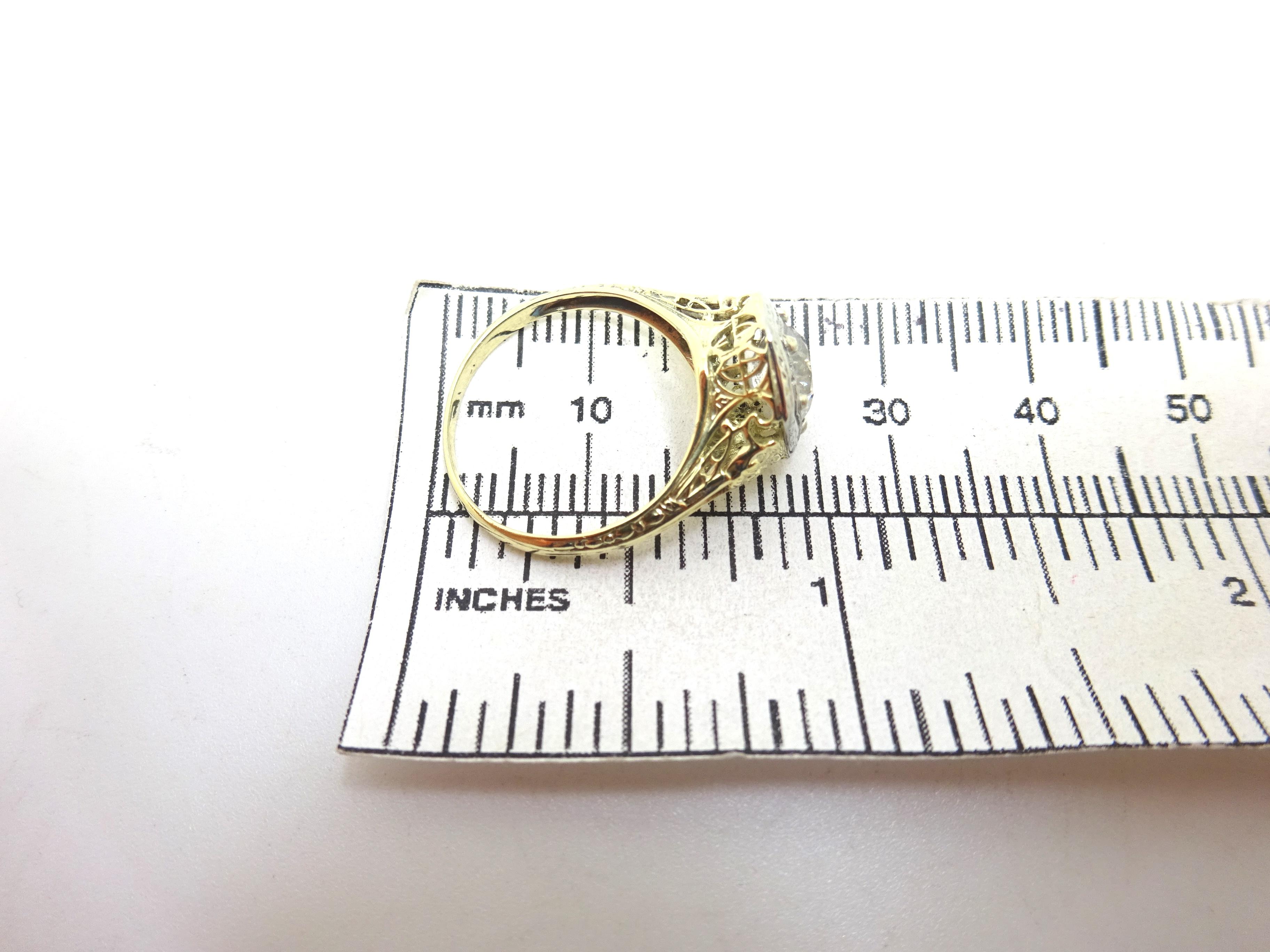 14k Yellow Gold 1.10 Carat Genuine Natural Diamond Filigree Ring '#J3673' For Sale 1