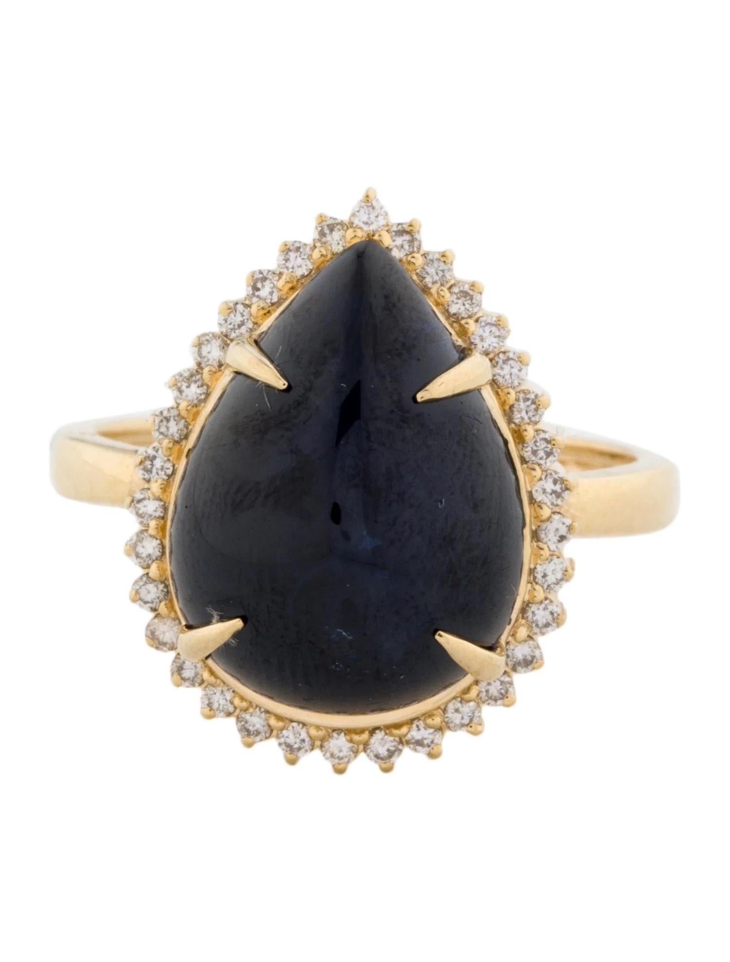 Artist 14K Yellow Gold 11.05ct Sapphire & Diamond Cocktail Ring, Size 6.5 For Sale