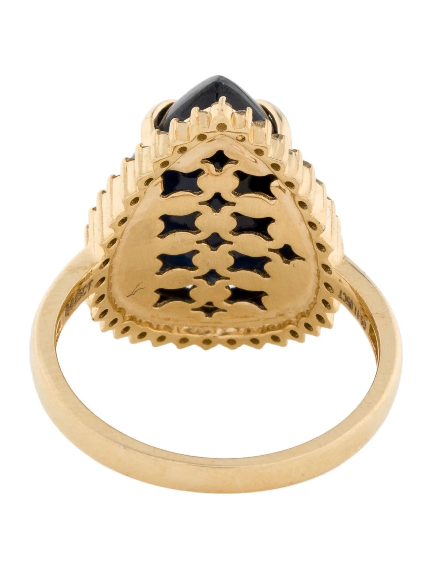Round Cut 14K Yellow Gold 11.05ct Sapphire & Diamond Cocktail Ring, Size 6.5 For Sale