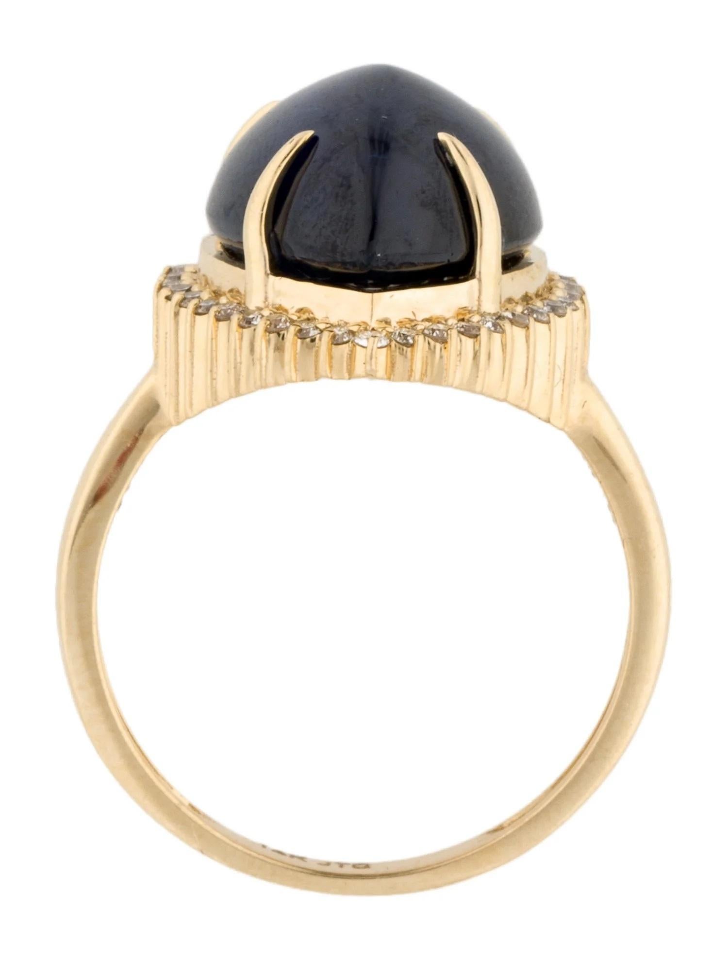 14K Yellow Gold 11.05ct Sapphire & Diamond Cocktail Ring, Size 6.5 In New Condition For Sale In Holtsville, NY