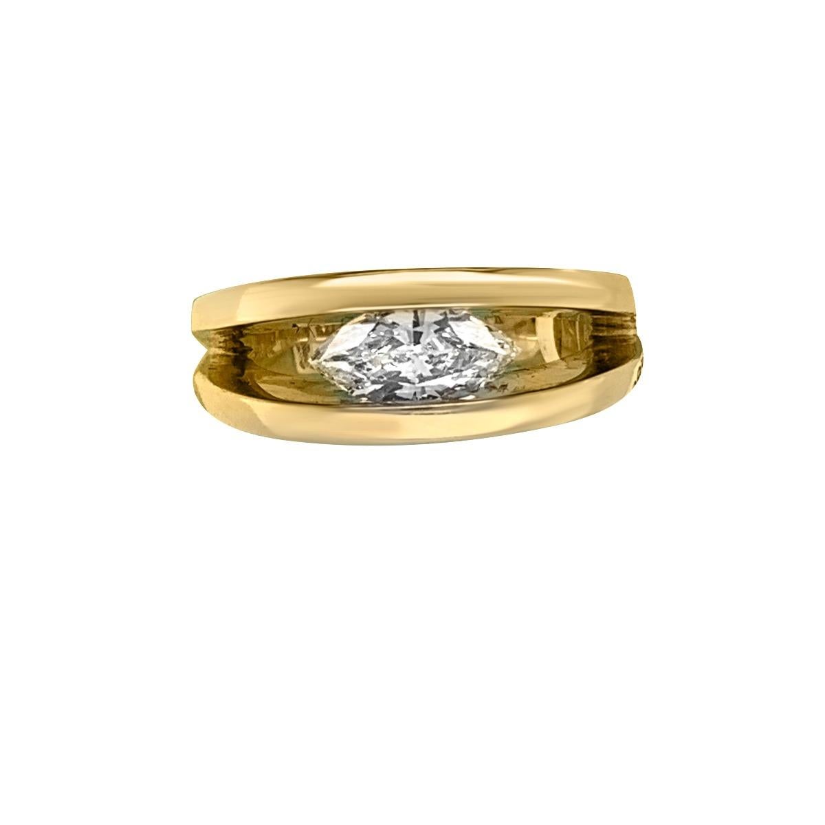 14 Karat Yellow Gold 1.10 Carat Diamond Ring In New Condition For Sale In New York, NY
