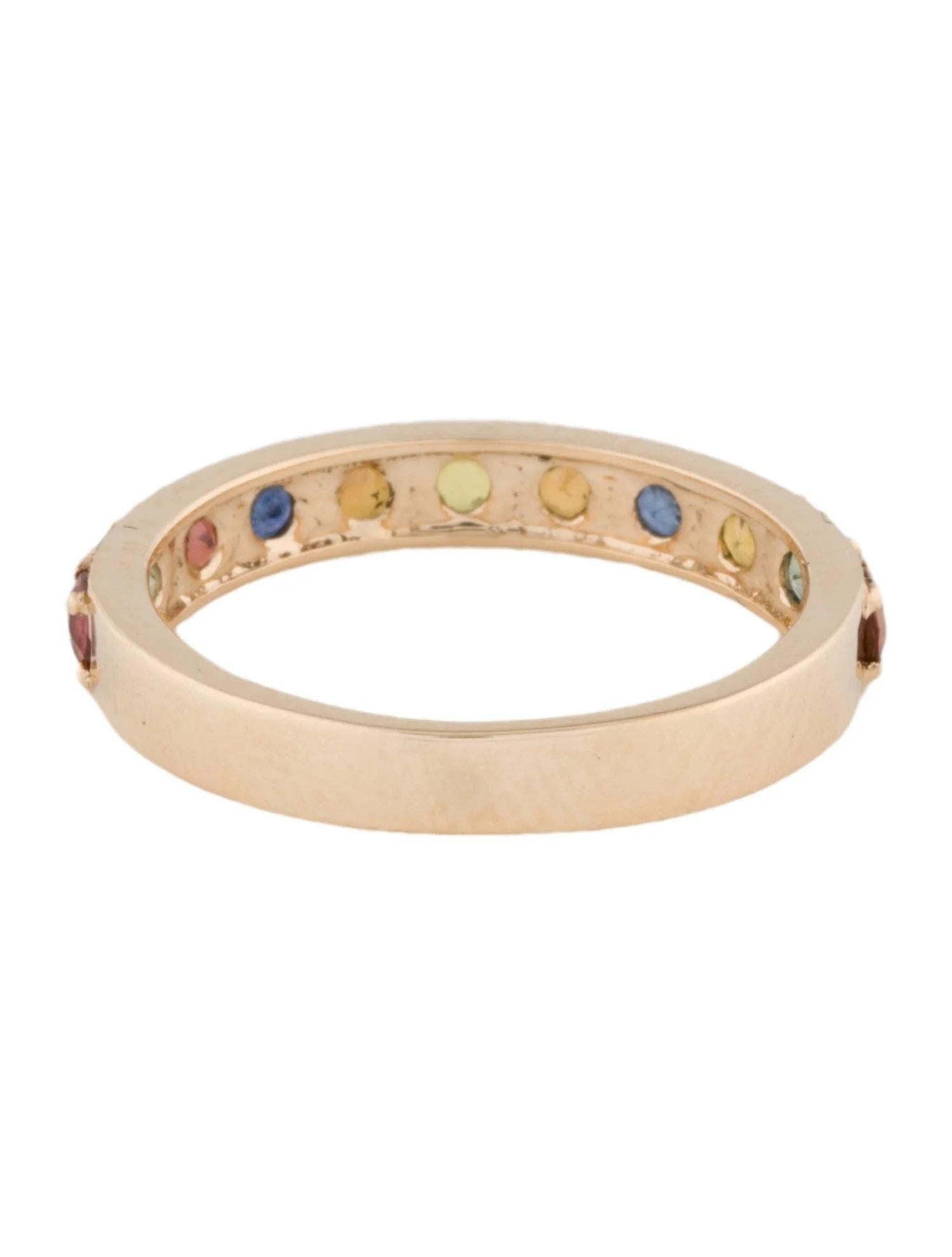 Taille ronde Bracelet en or jaune 14K avec saphir rond de 1,10ct, taille 7 en vente