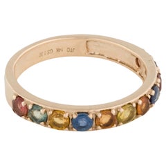 14K Yellow Gold 1.10ct Round Sapphire Band, Size 7