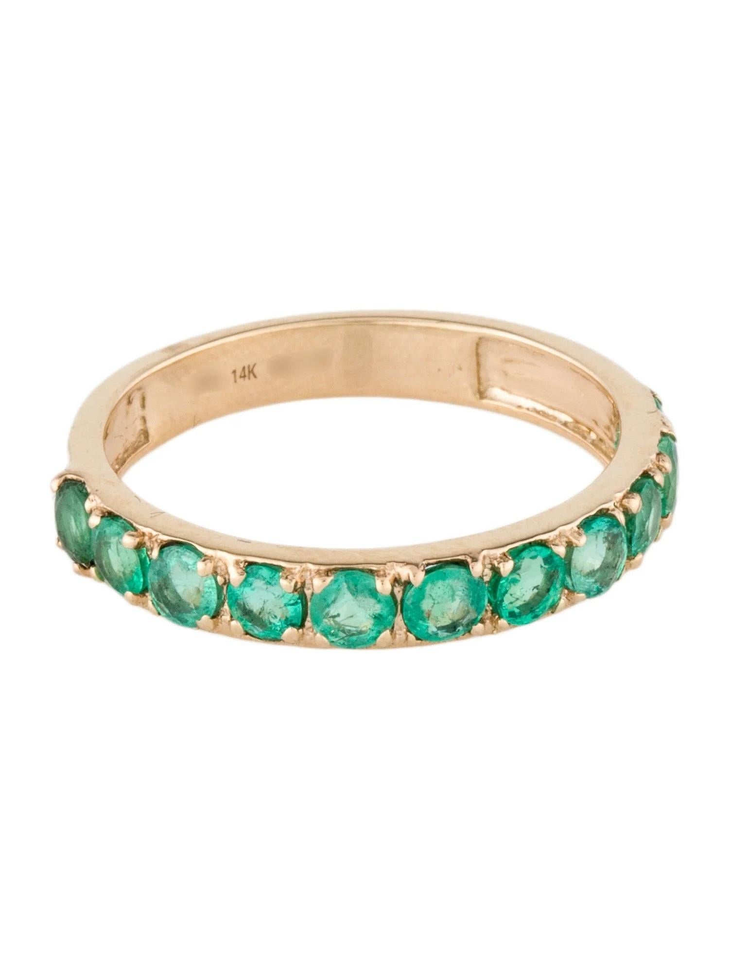 Artist 14K Yellow Gold 1.10ctw Round Emerald Band Ring Size 7, Round Modified Brilliant For Sale