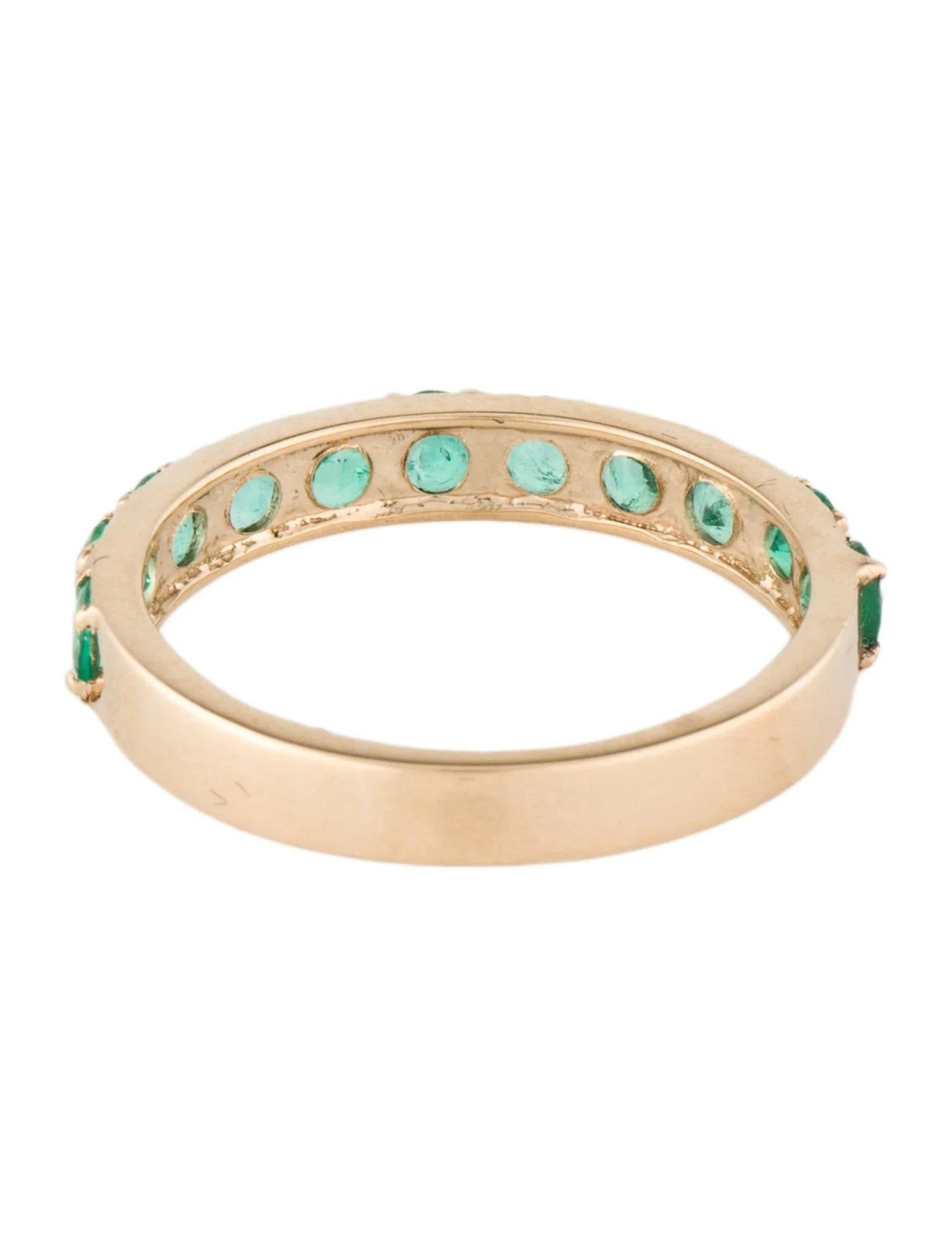 Round Cut 14K Yellow Gold 1.10ctw Round Emerald Band Ring Size 7, Round Modified Brilliant For Sale