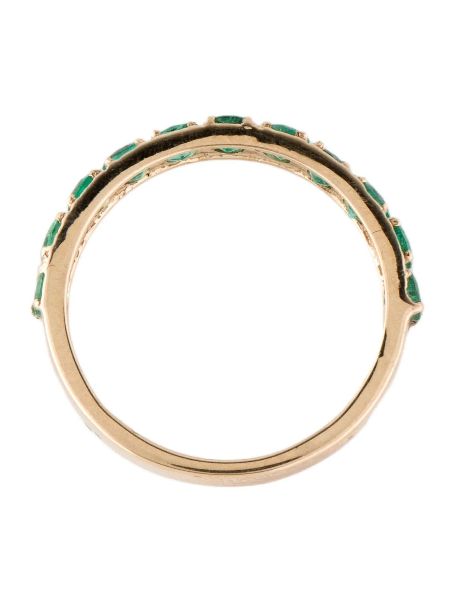 14K Yellow Gold 1.10ctw Round Emerald Band Ring Size 7, Round Modified Brilliant In New Condition For Sale In Holtsville, NY