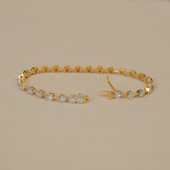 14K Yellow Gold 1.11 Ct Diamond Hexagon Honeycomb Tennis Bracelet Luxury