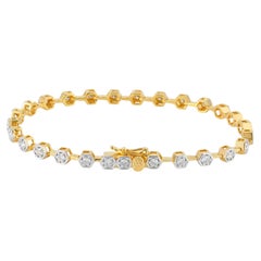 14K Yellow Gold 1.11 Ct Diamond Hexagon Honeycomb Tennis Bracelet Luxury