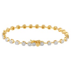 Bracelet de tennis en or jaune 14K avec 1,11 ct de diamants hexagonaux Bijoux de luxe