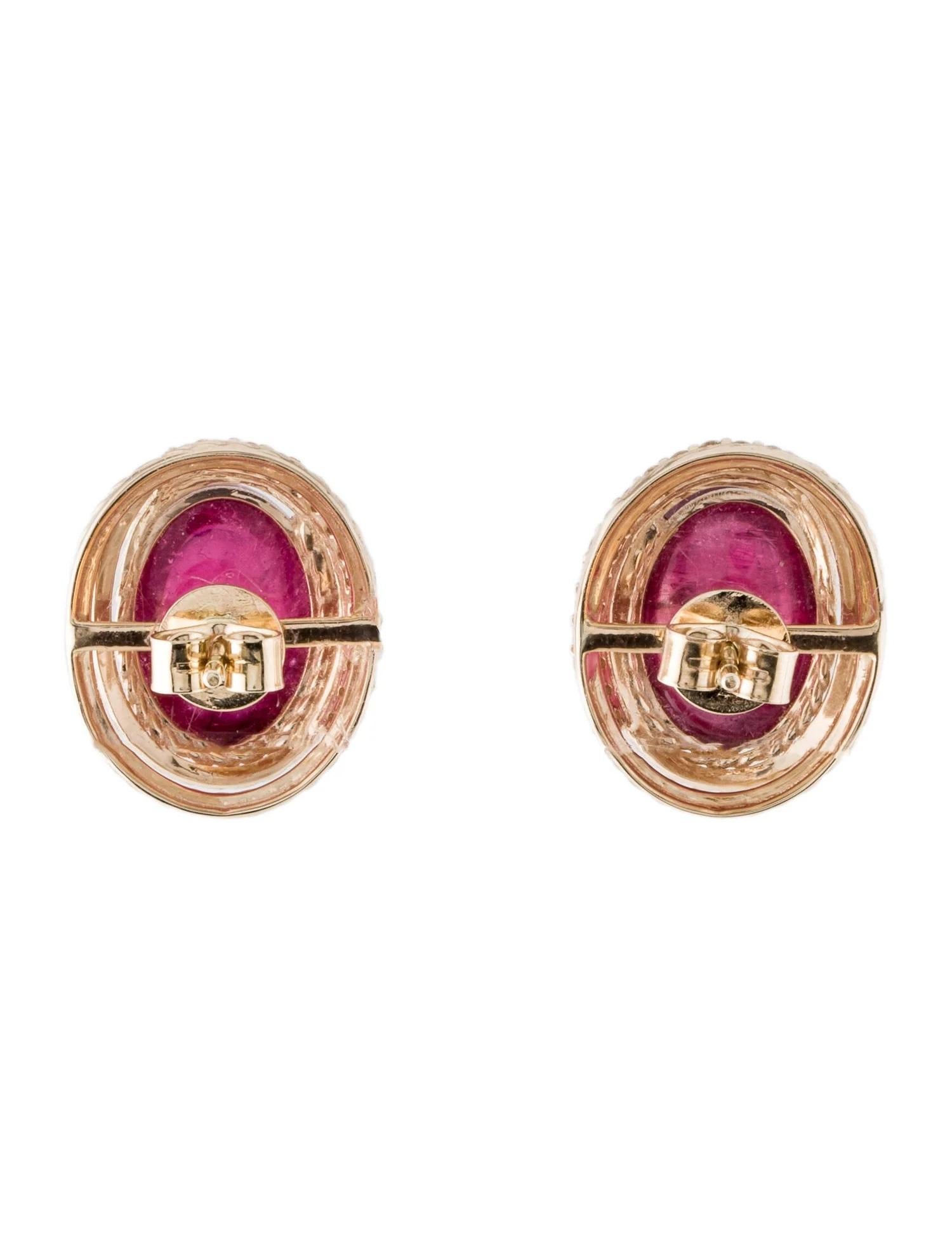 Artiste Clous d'oreilles en or jaune 14 carats, tourmaline 11,12 carats et diamants 0,25 carat en vente
