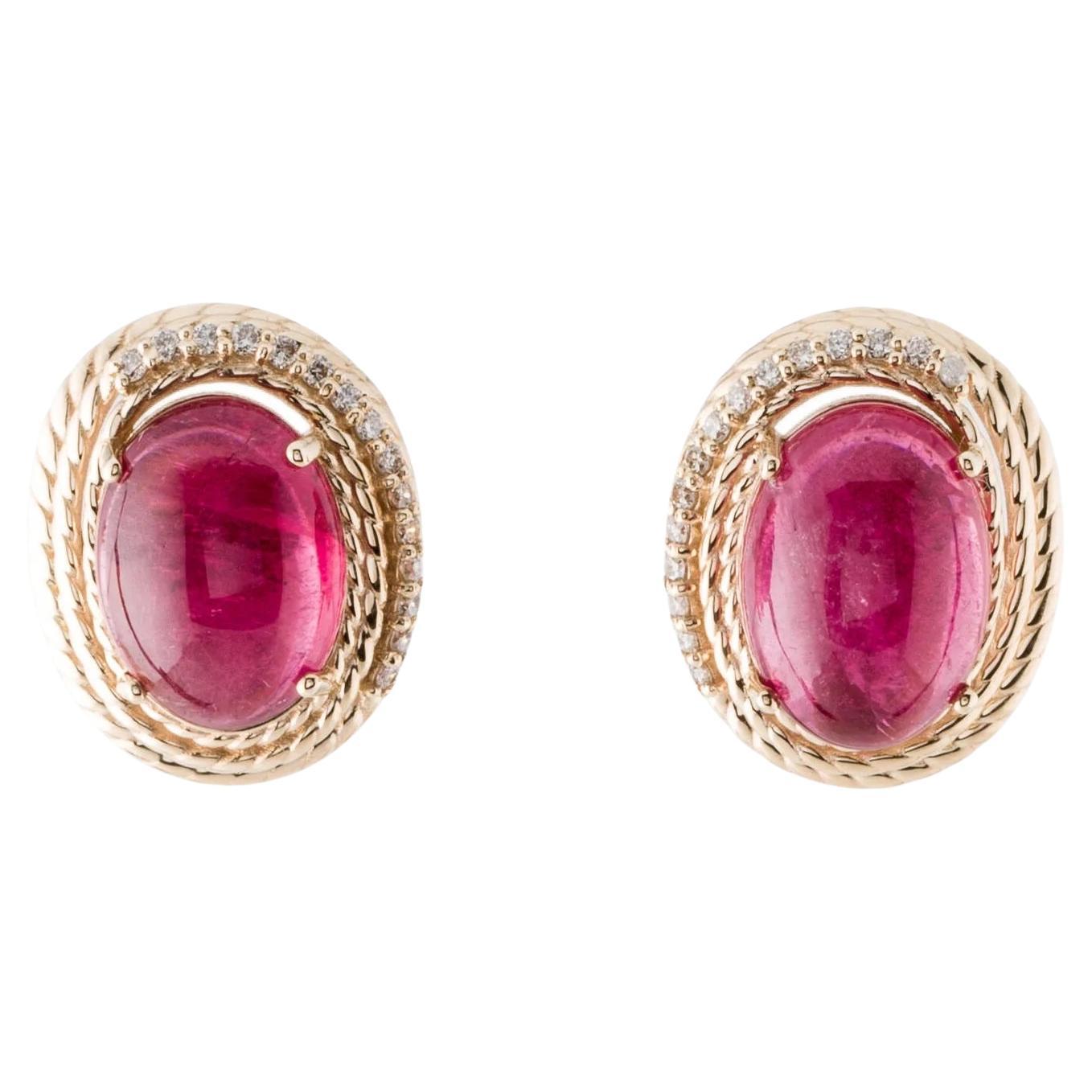 14K Yellow Gold 11.12ct Tourmaline & 0.25ctw Diamond Stud Earrings