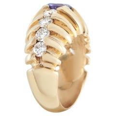 Anello in oro giallo 14K con diamante e zaffiro da 1,12 carati MF36-051526