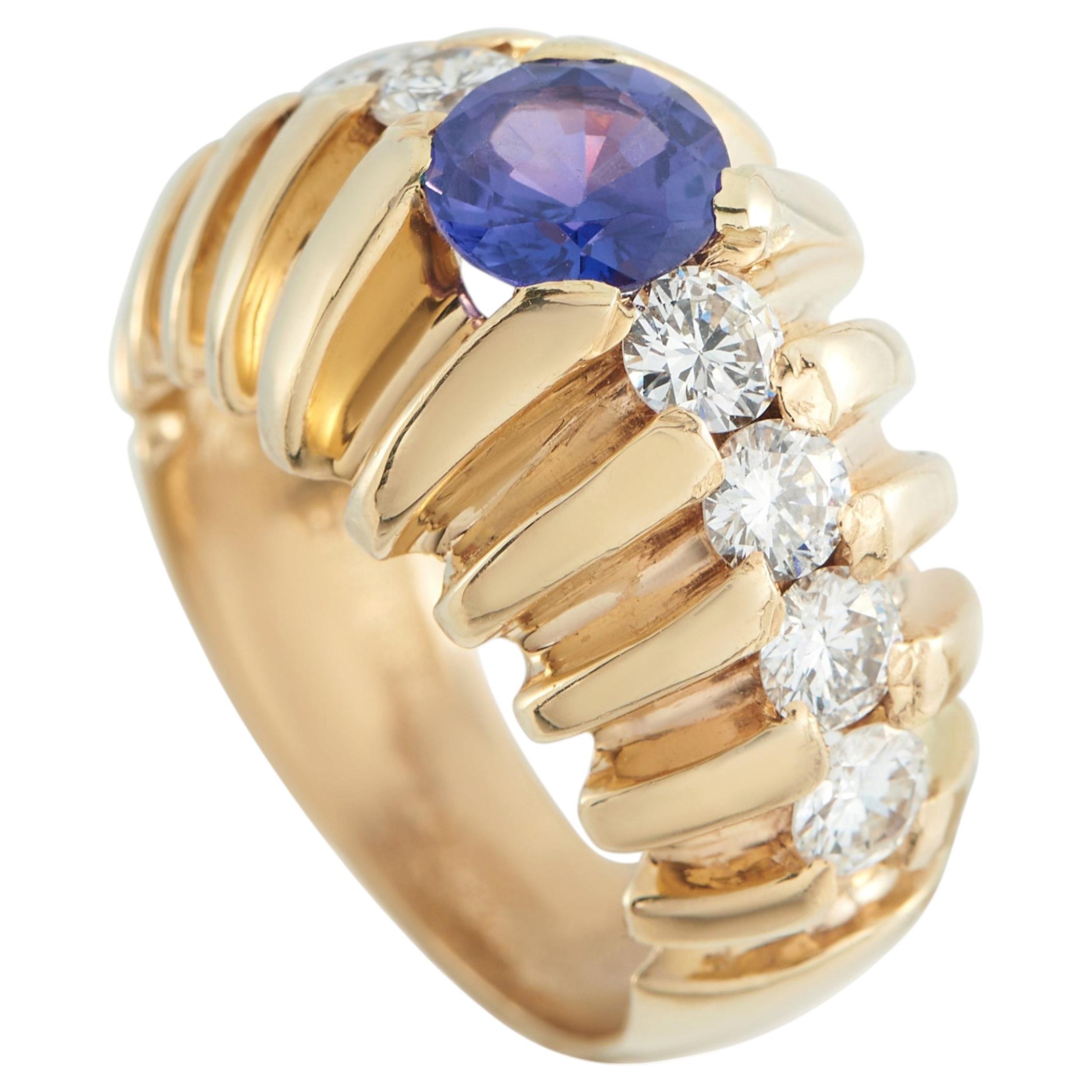 14K Yellow Gold 1.12ct Diamond and Sapphire Ring MF36-051526
