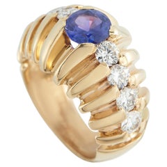 14K Yellow Gold 1.12ct Diamond and Sapphire Ring MF36-051526