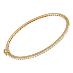 Bracciale rigido in oro giallo 14 carati con diamanti da 1,12 carati