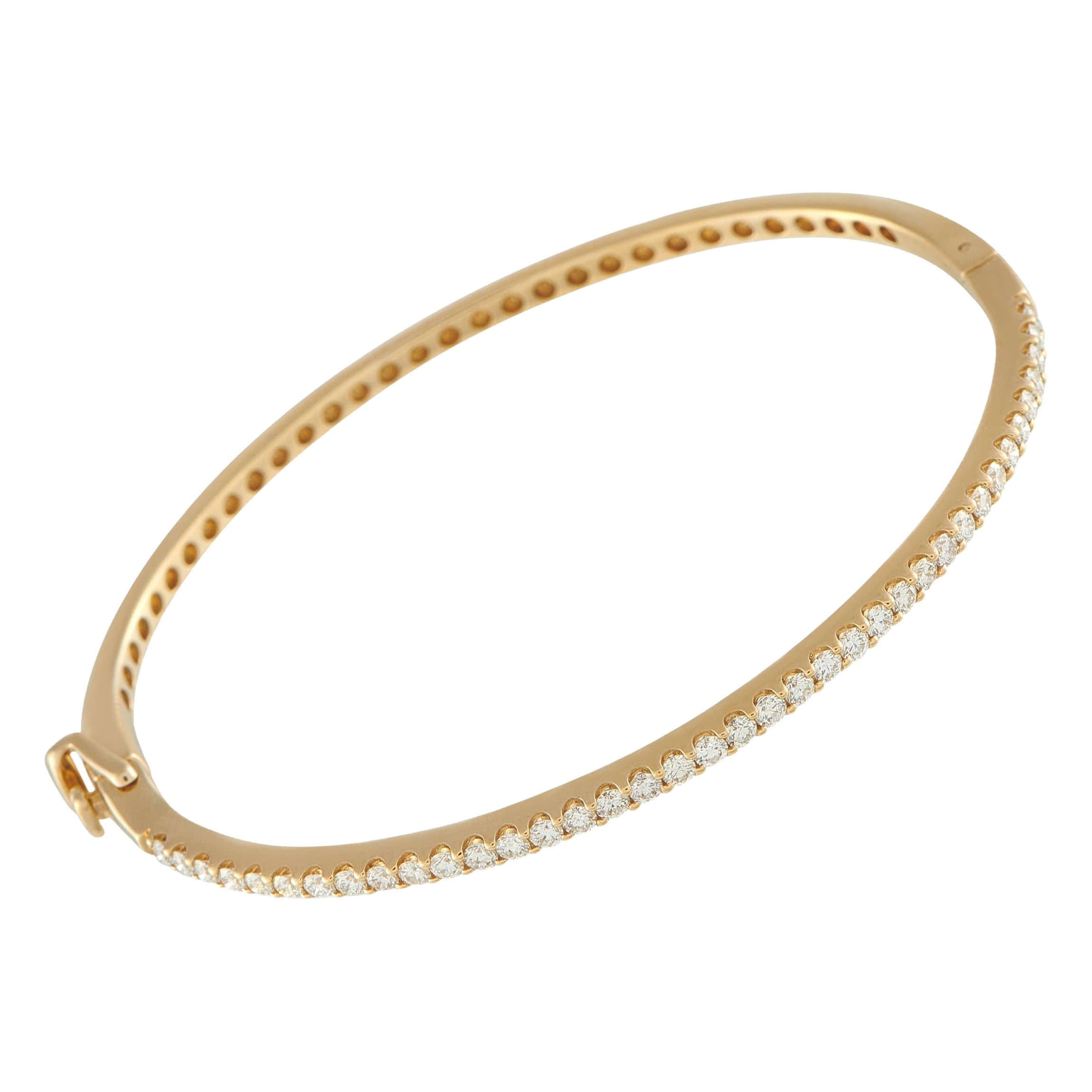14K Yellow Gold 1.12ct Diamond Bangle Bracelet MF14-111325