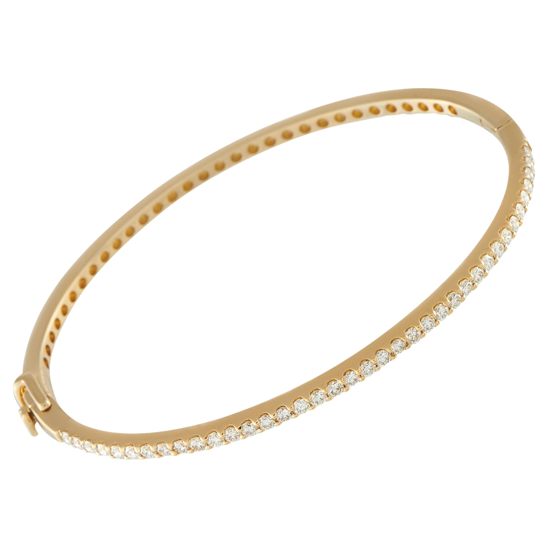 14K Yellow Gold 1.12ct Diamond Bangle Bracelet MF22-111325