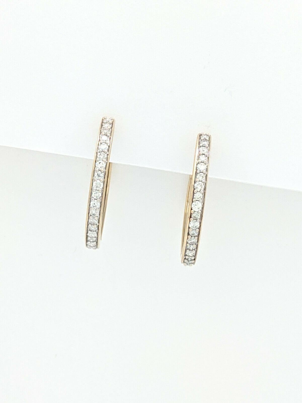 14 Karat Yellow Gold 1.14 Carat Diamond Hoop Earrings In Good Condition In Gainesville, FL