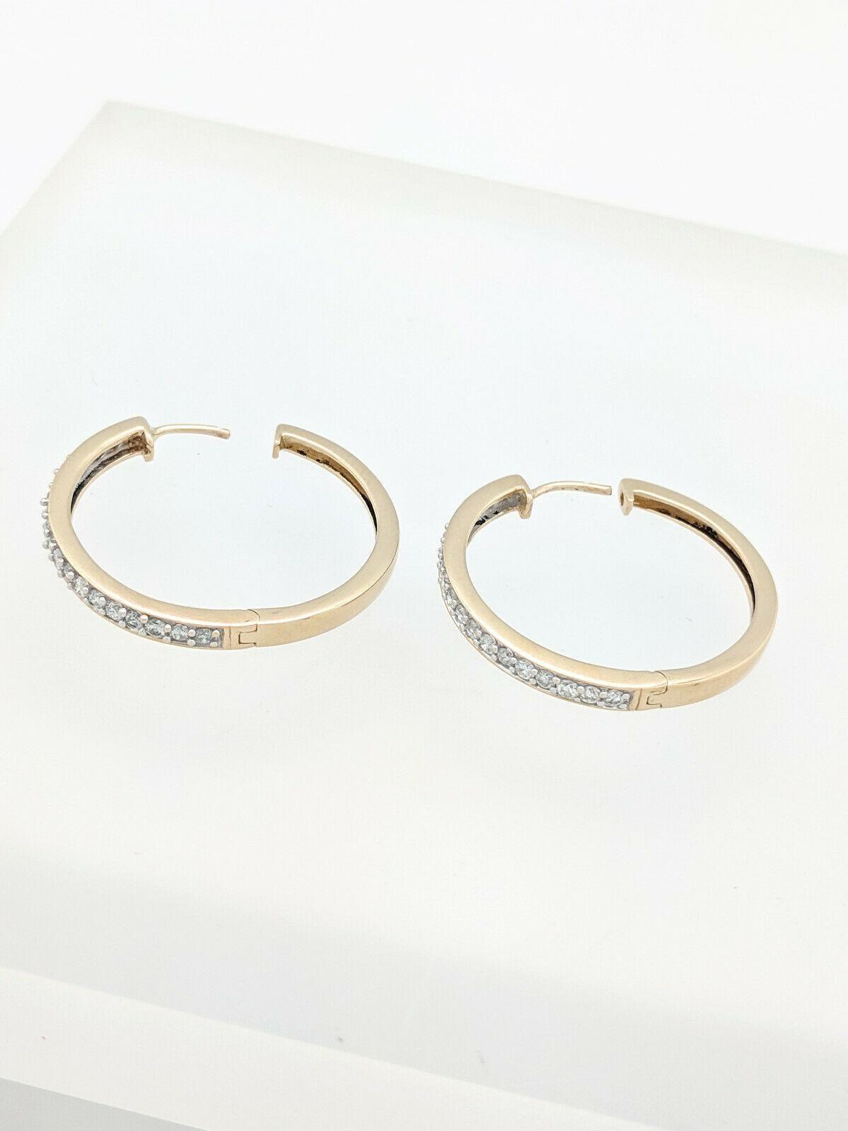 14 Karat Yellow Gold 1.14 Carat Diamond Hoop Earrings 2