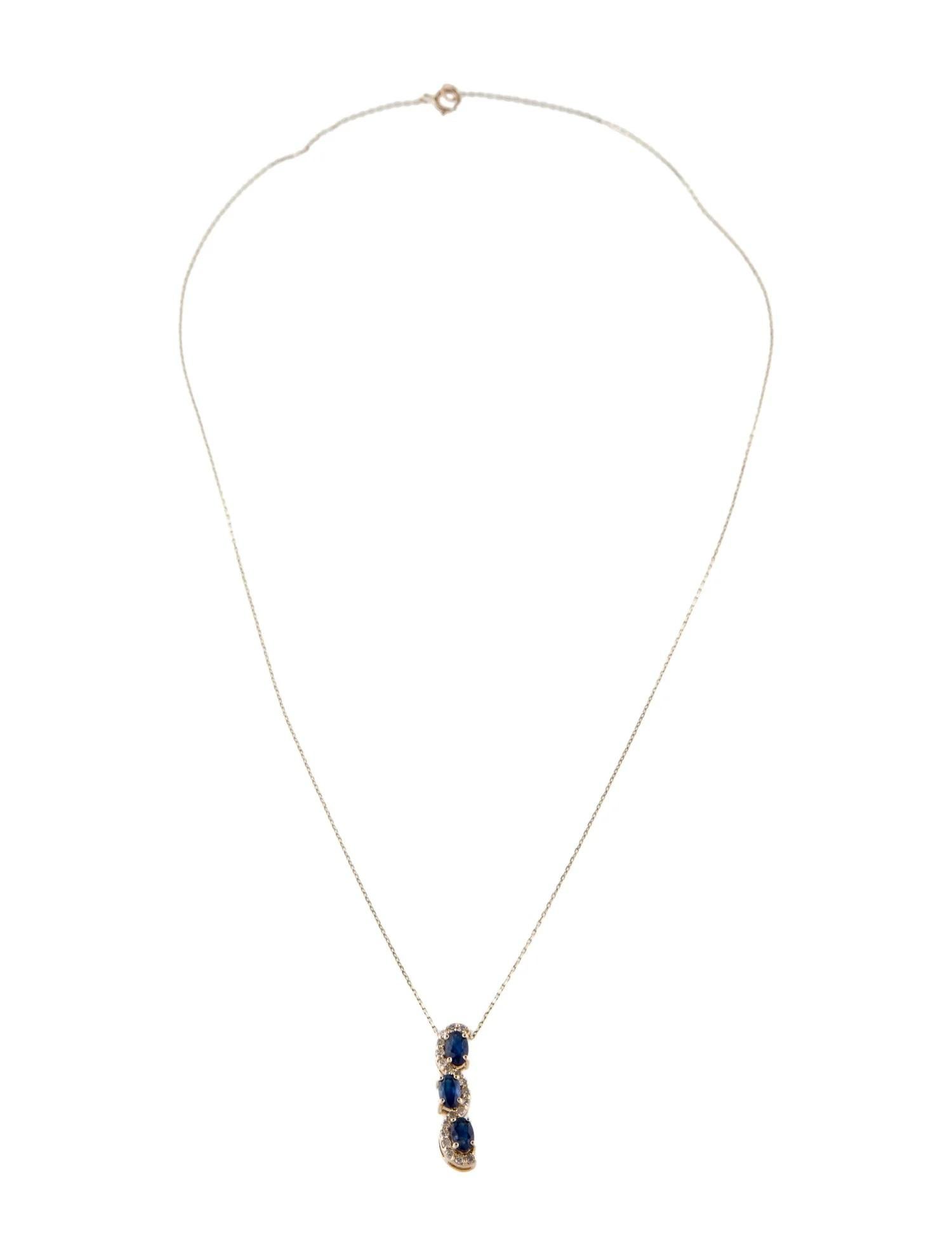 Artist 14K Yellow Gold 1.15ct Oval Sapphire & 0.18ct Diamond Pendant Necklace For Sale
