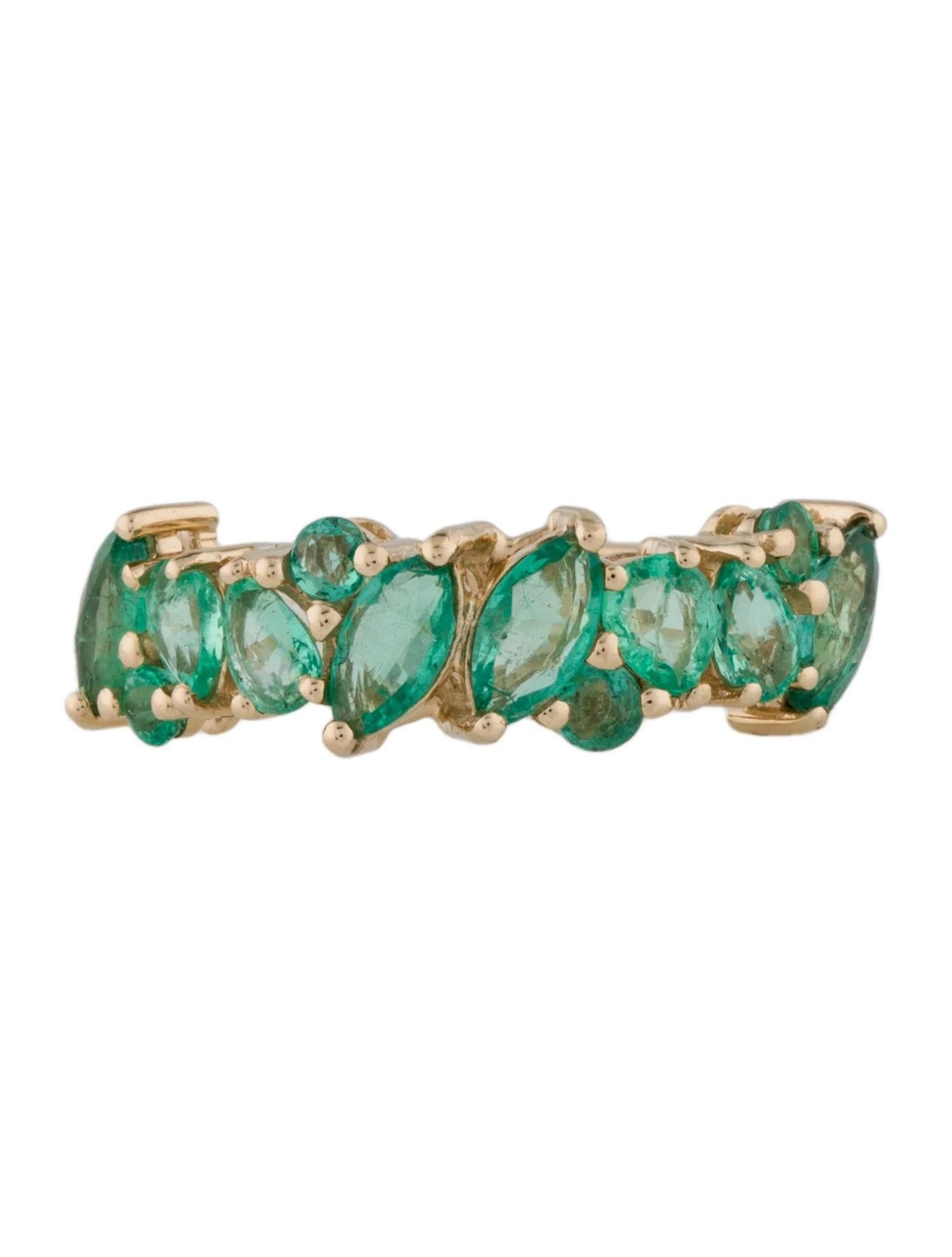 Artiste Bague jonc émeraude en or jaune 14 carats 1,15 ctw, taille 6,75, perle modifiée en vente