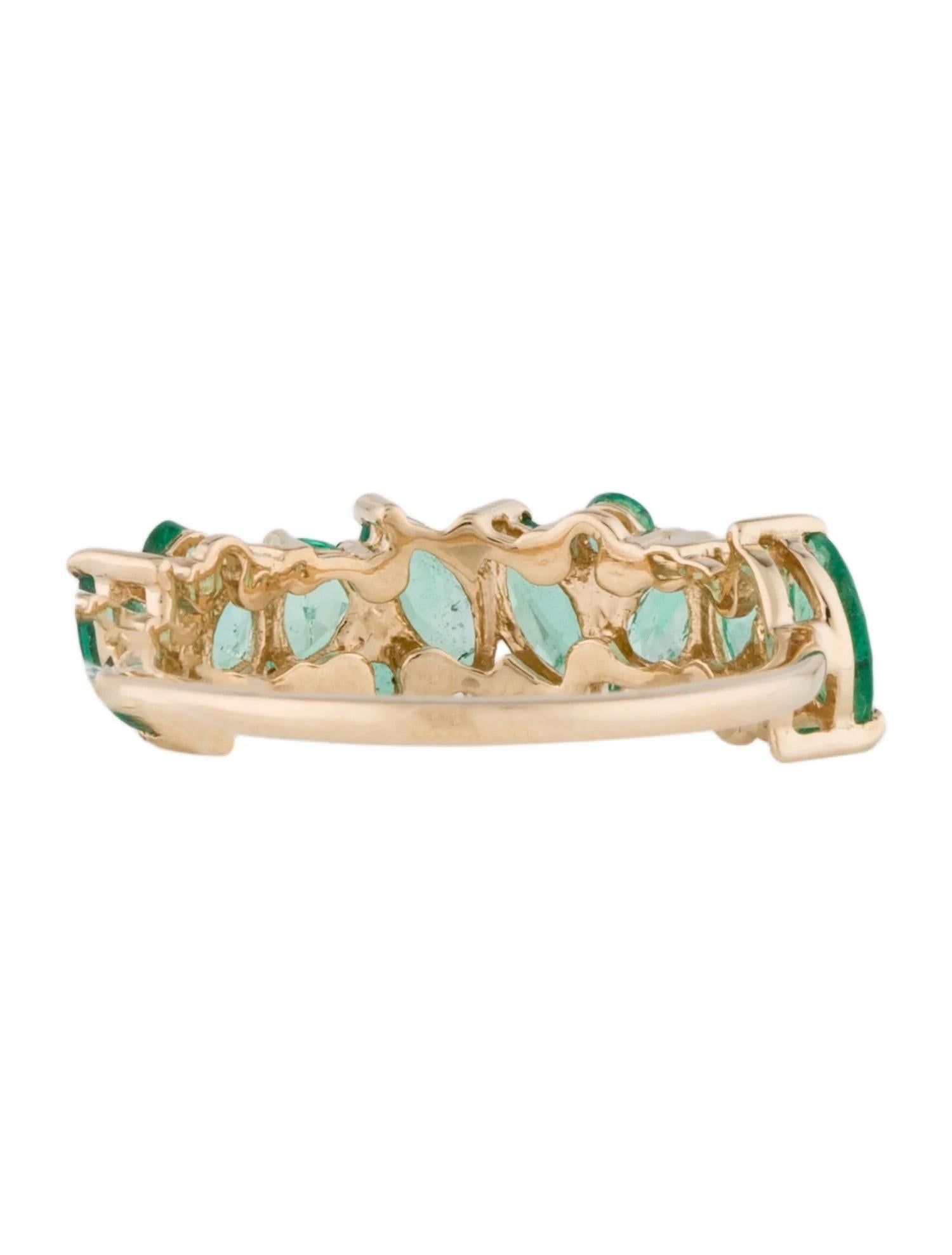 Taille poire Bague jonc émeraude en or jaune 14 carats 1,15 ctw, taille 6,75, perle modifiée en vente
