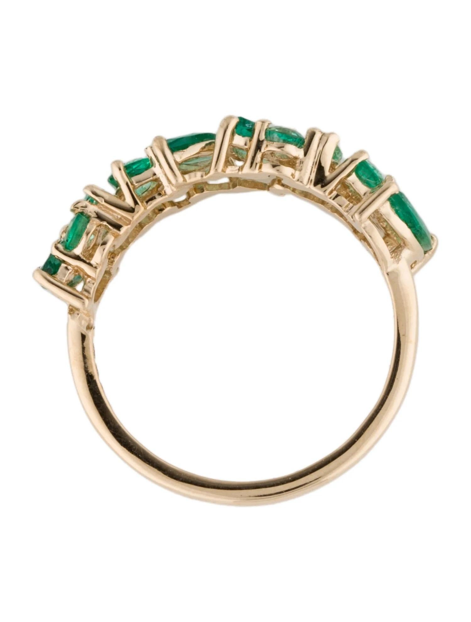 Bague jonc émeraude en or jaune 14 carats 1,15 ctw, taille 6,75, perle modifiée Neuf - En vente à Holtsville, NY