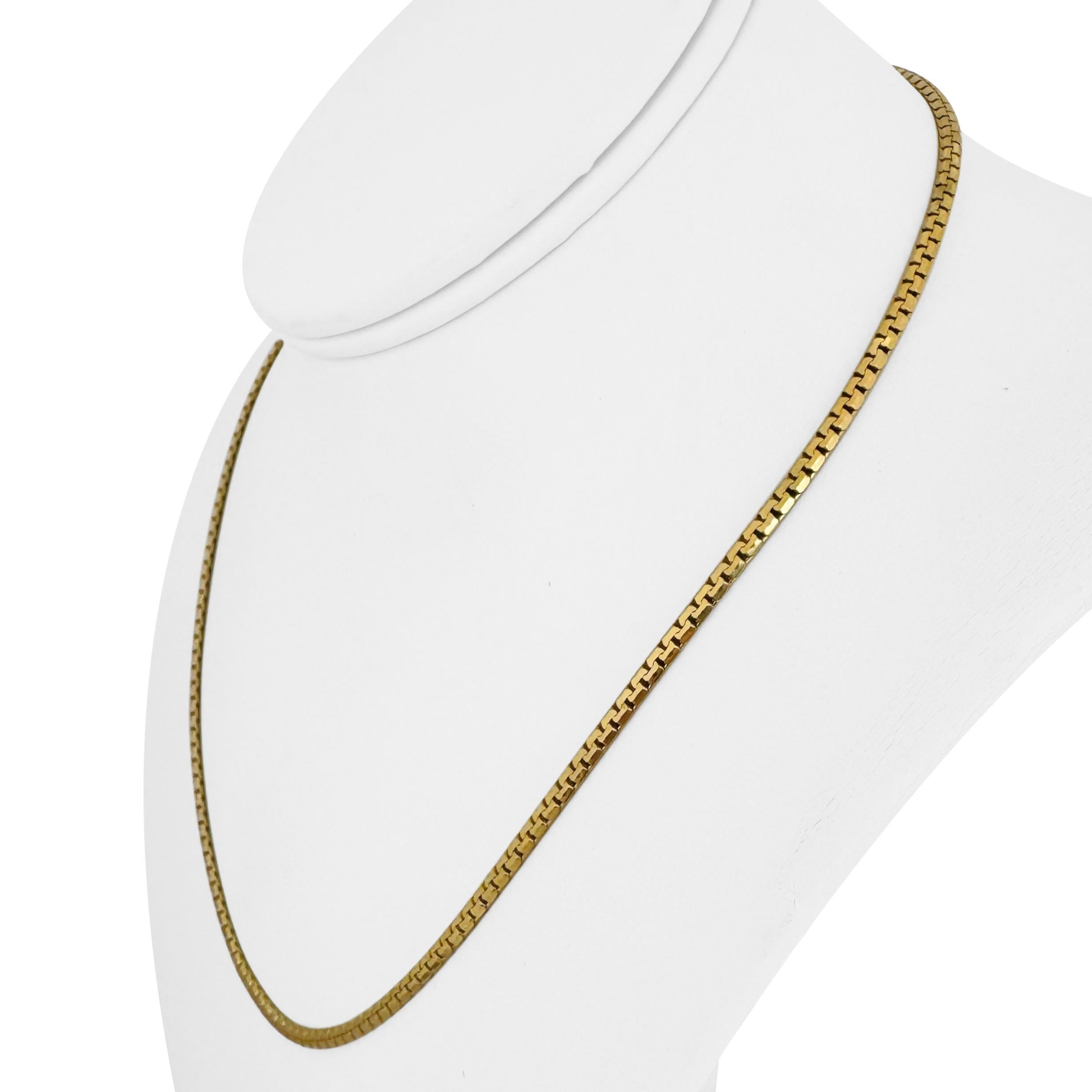 14k Yellow Gold 11.5g Solid UnoAErre 2.5mm Flattened Box Link Necklace Italy 18