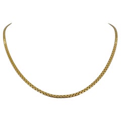 14k Yellow Gold 11.5g Solid UnoAErre 2.5mm Flattened Box Link Necklace Italy 18"