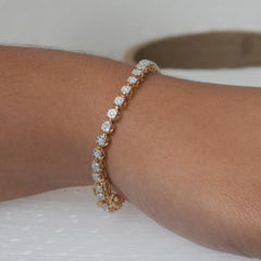 14K Yellow Gold 1.16 Carat Diamond Classic Bezel Tennis Bracelet Bridal Gift