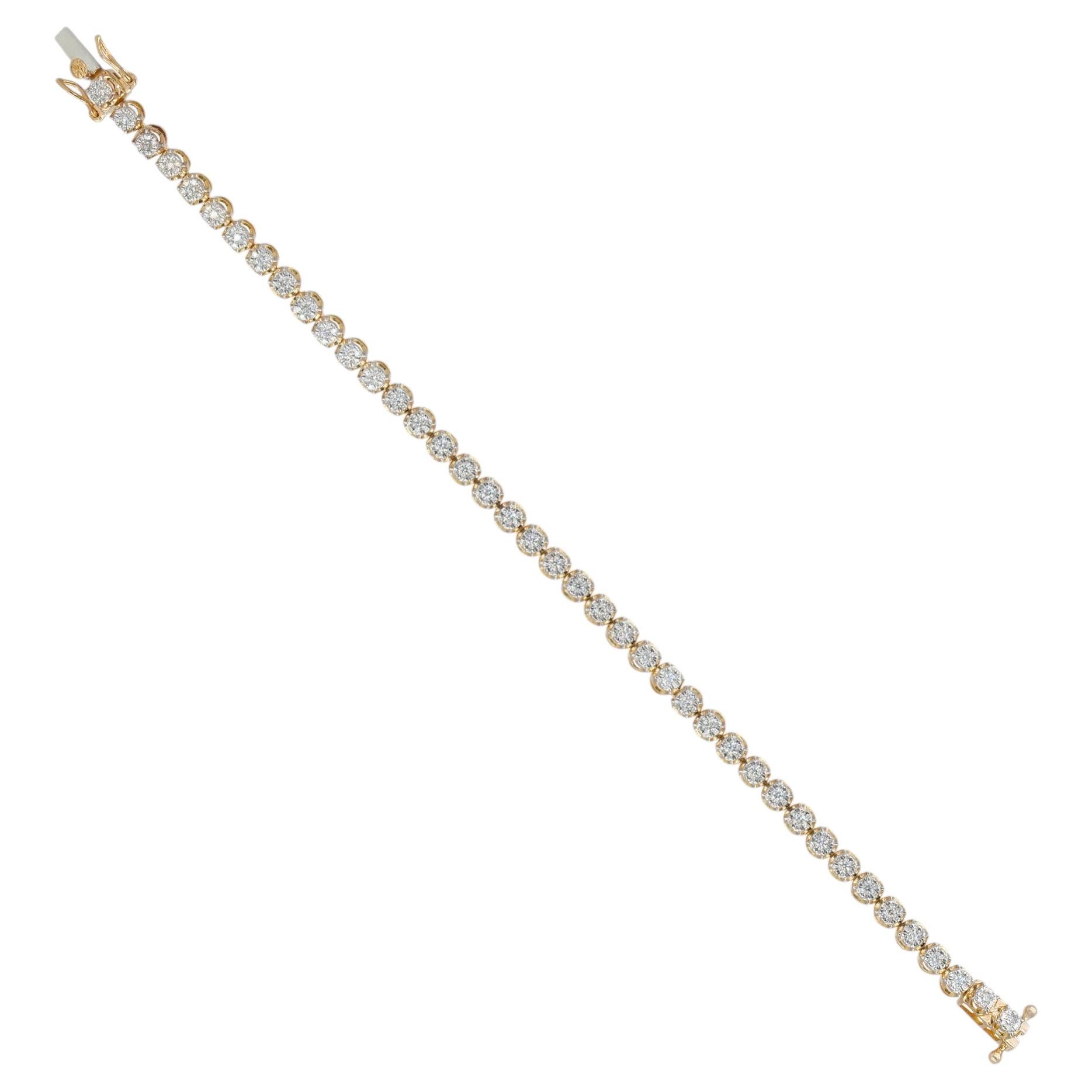 14K Gelbgold 1,16 Karat Diamant klassische Lünette Tennis Armband Braut Geschenk