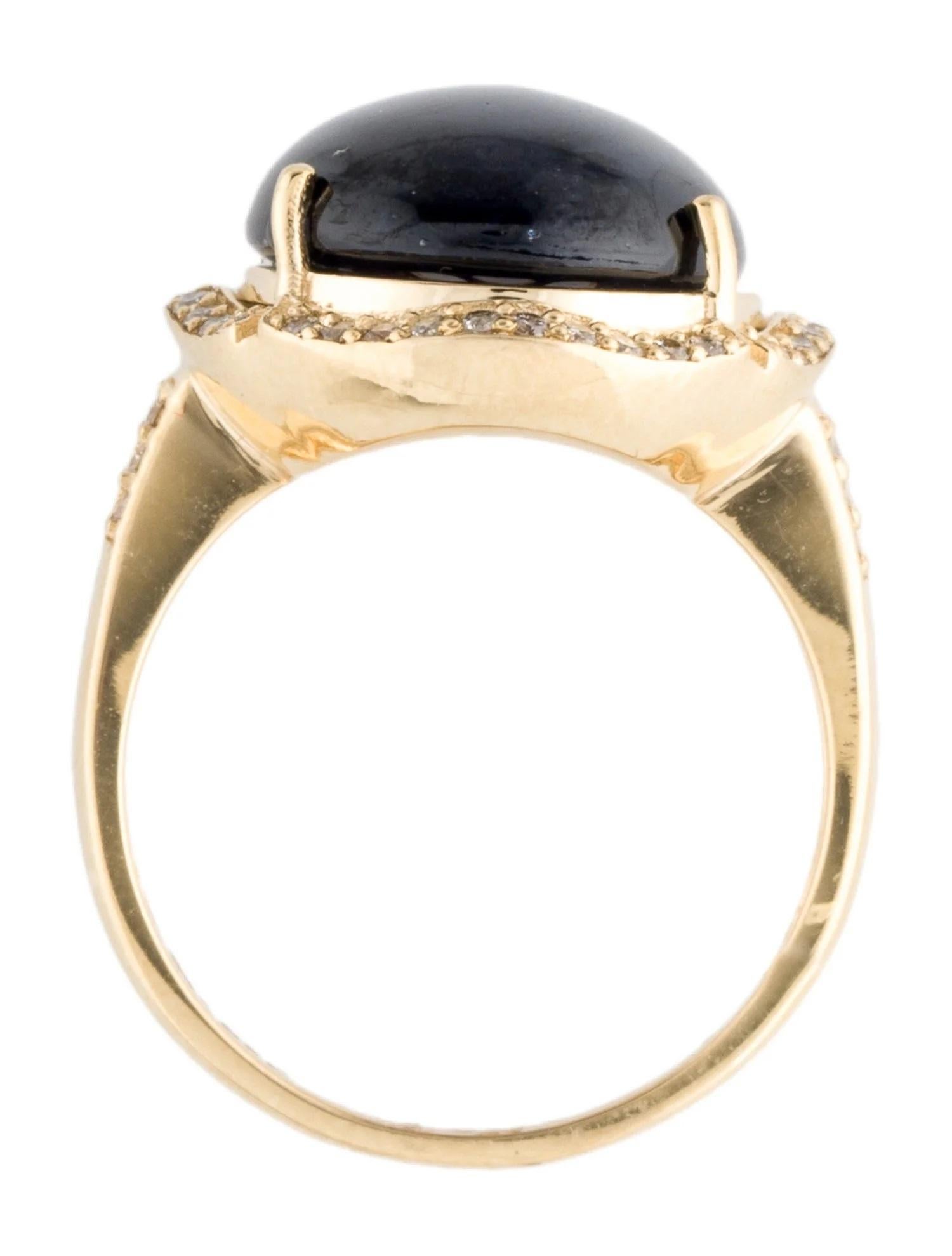 14K Yellow Gold 11.69ct Oval Cabochon Sapphire & Diamond Cocktail Ring Size 6.5 In New Condition In Holtsville, NY