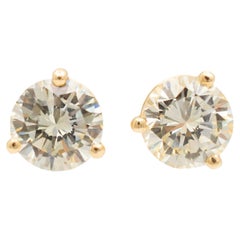 14K Yellow Gold 1.16ct Round Diamond Stud Earrings