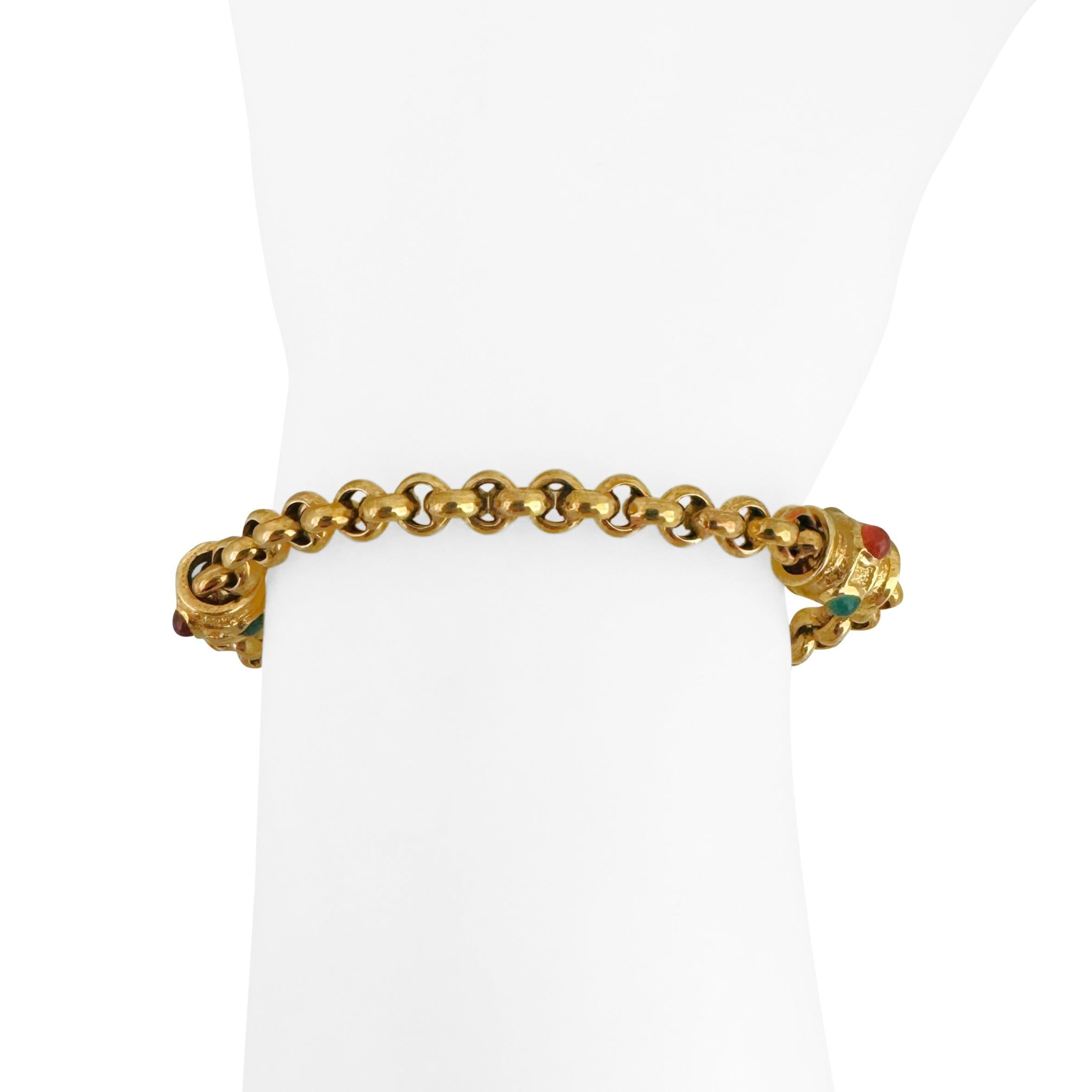 14k Gelbgold 11,6g Damen Vintage Rolo Link Station Armband Italien 7