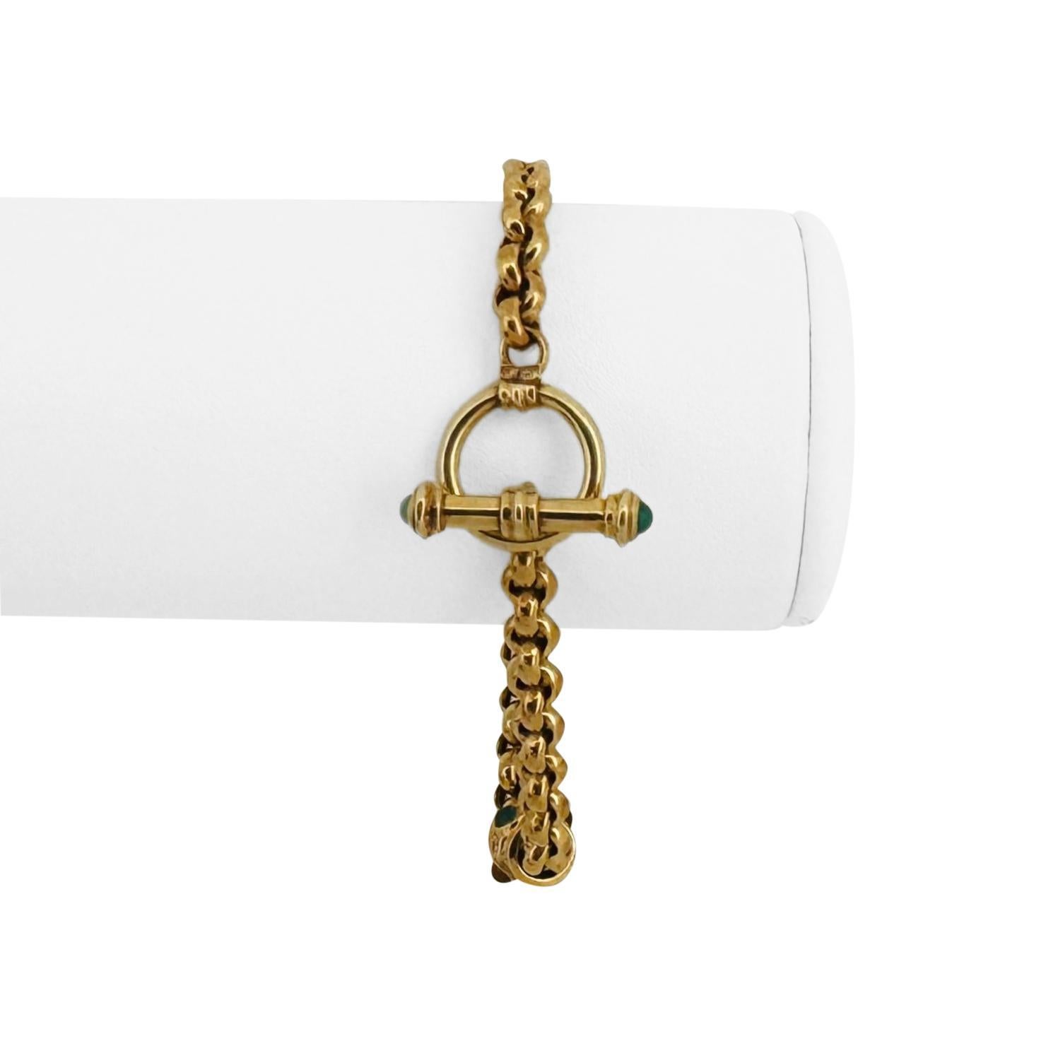 14k Gelbgold 11,6g Damen Vintage Rolo Link Station Armband Italien 7