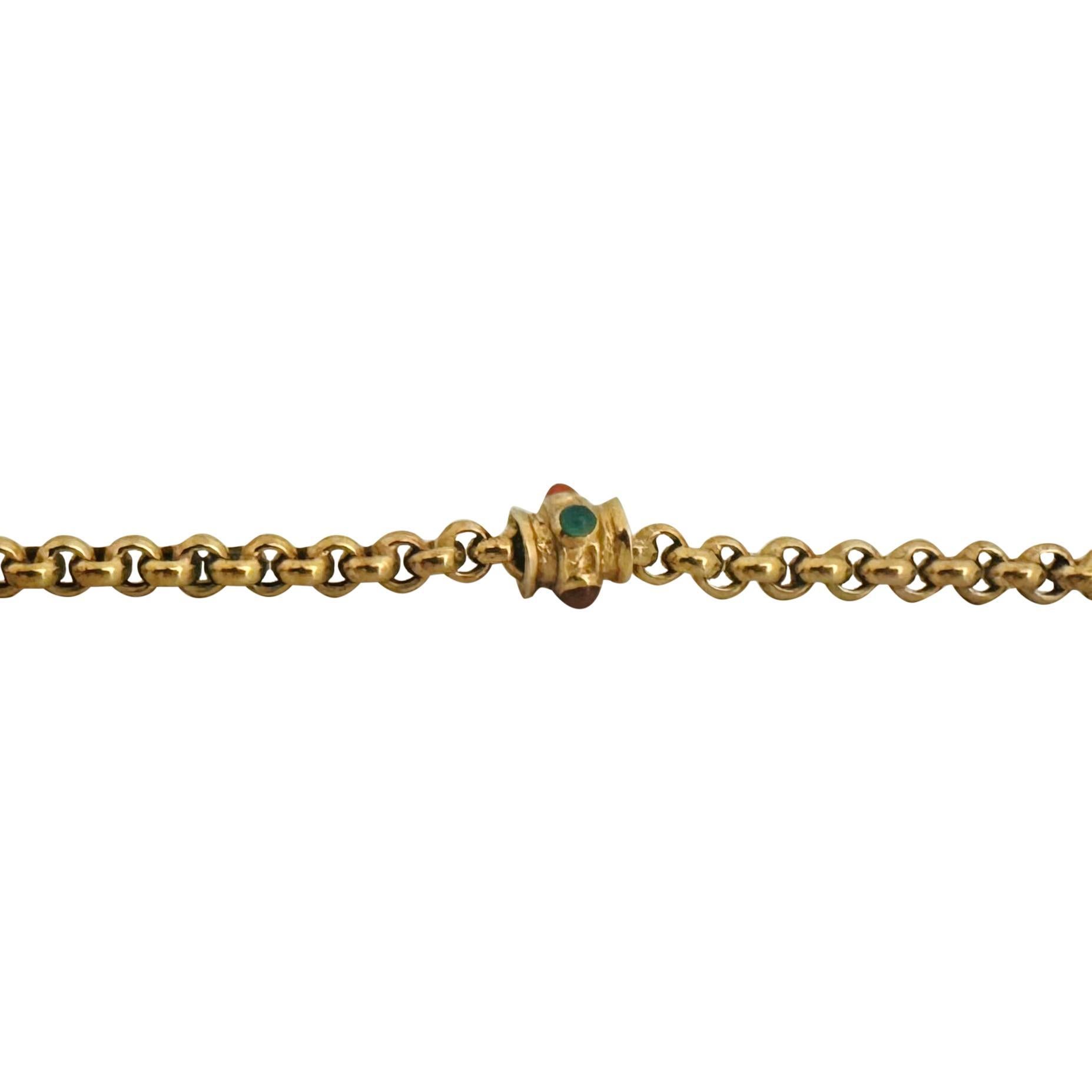 14k Gelbgold 11,6g Damen Vintage Rolo Link Station Armband Italien 7