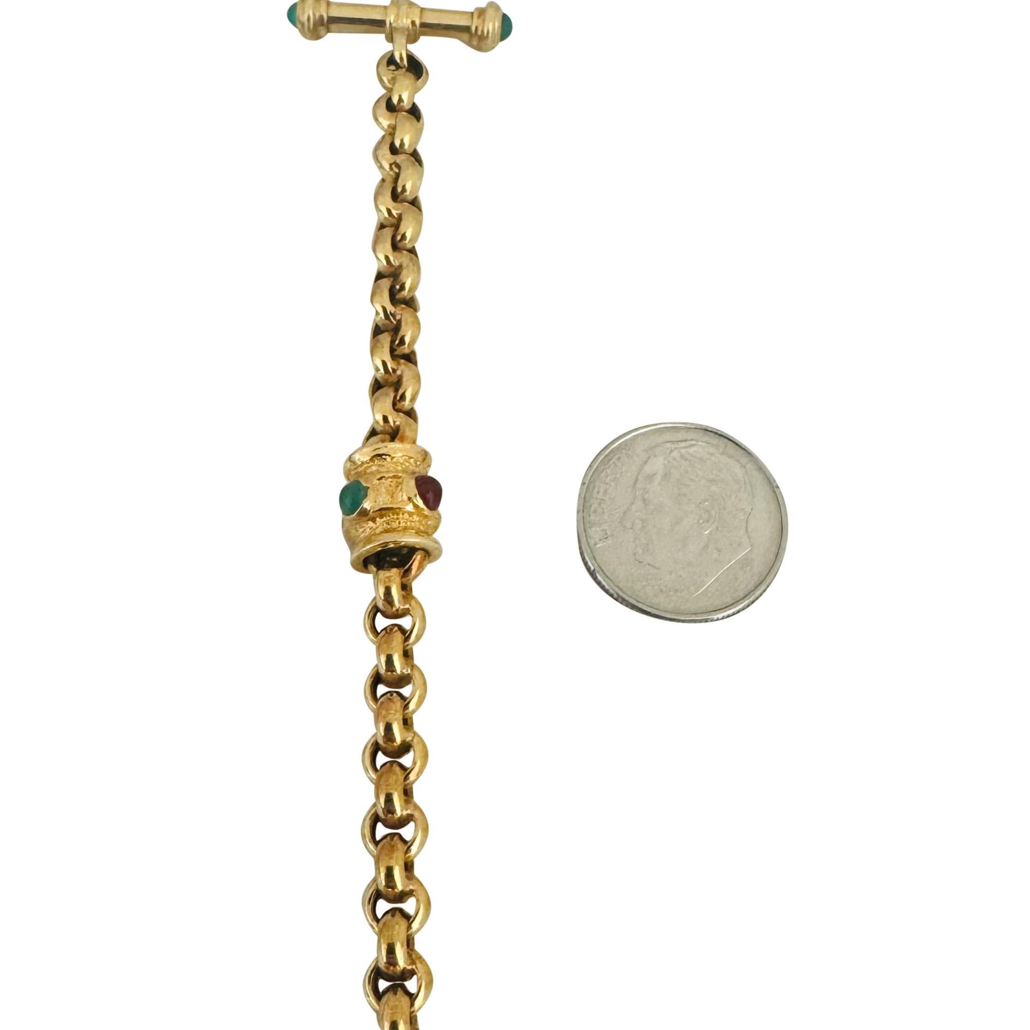 14k Gelbgold 11,6g Damen Vintage Rolo Link Station Armband Italien 7