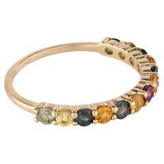 Anillo de oro amarillo de 14 quilates con zafiro multicolor de 1,17 quilates, talla 6,5