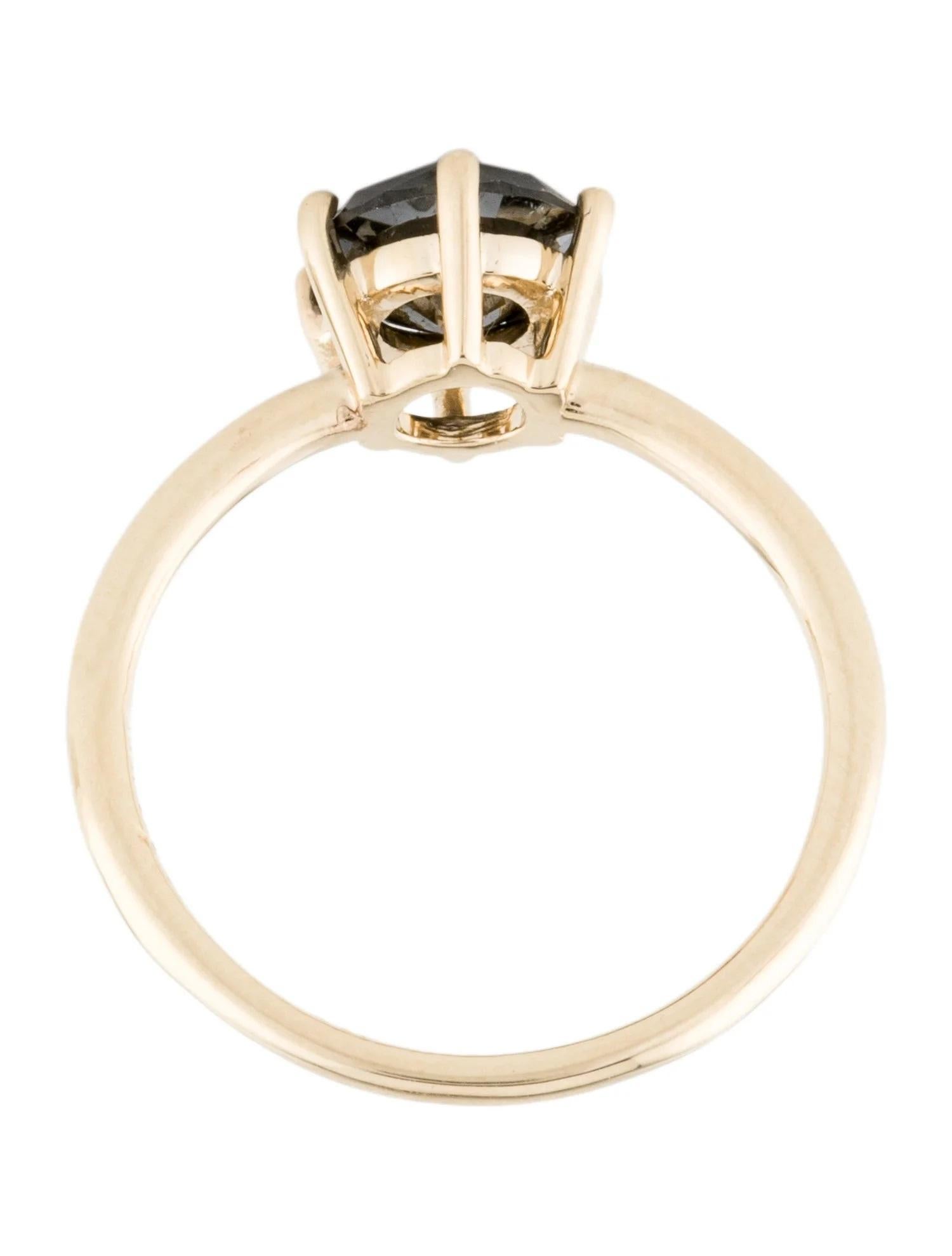 Anillo de cóctel de oro amarillo de 14 quilates con diamante negro solitario de 1,19 ct, talla 7 en Nuevo Estado en Holtsville, NY