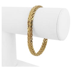 14k Gelbgold 11,9g Damen poliertes 8mm Ausgefallenes Gliederarmband Italien 7,25"