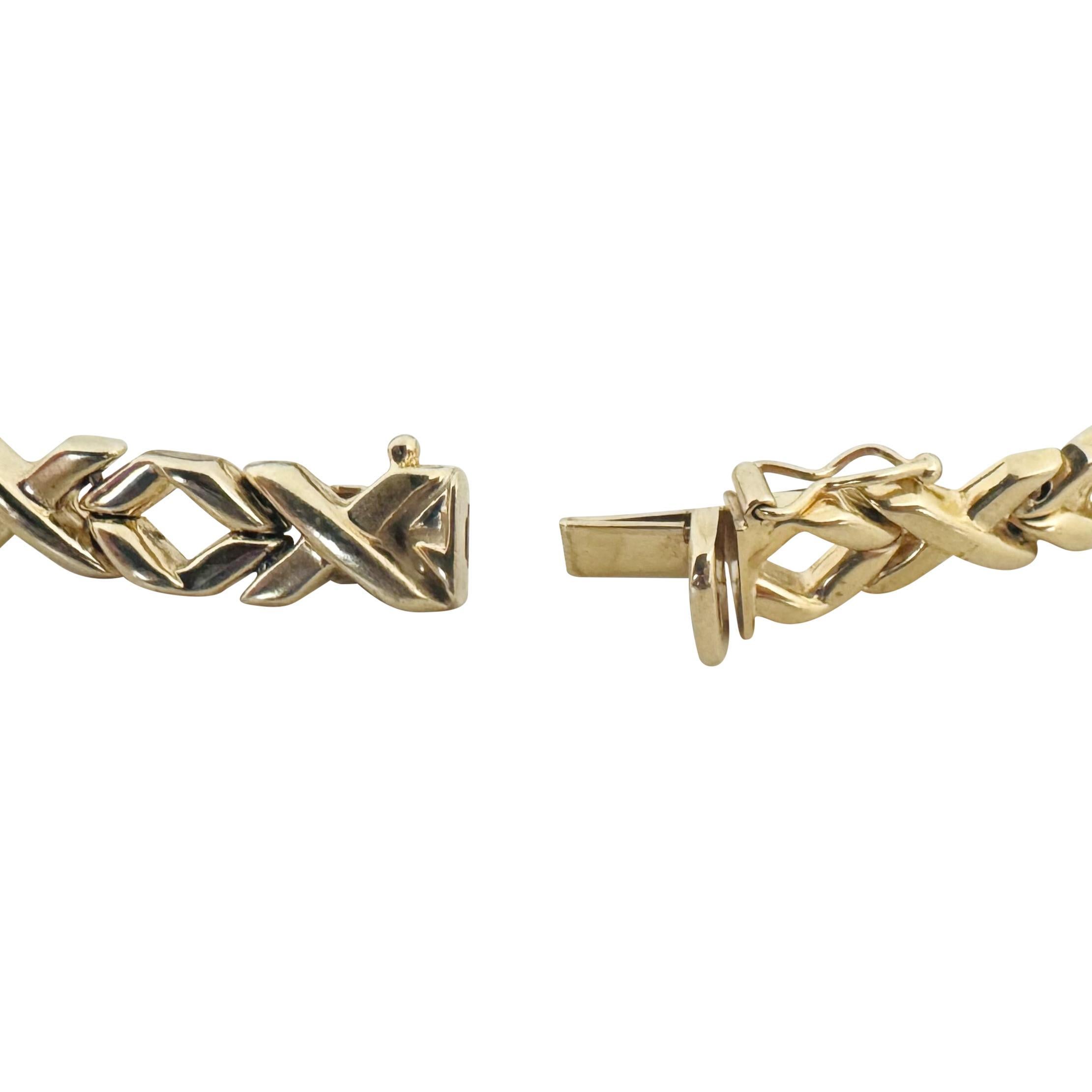 14k Gelbgold 11,9g Damen poliertes X Gliederarmband Italien 7,5