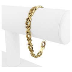 14k Gelbgold 11,9g Damen poliertes X Gliederarmband Italien 7,5"