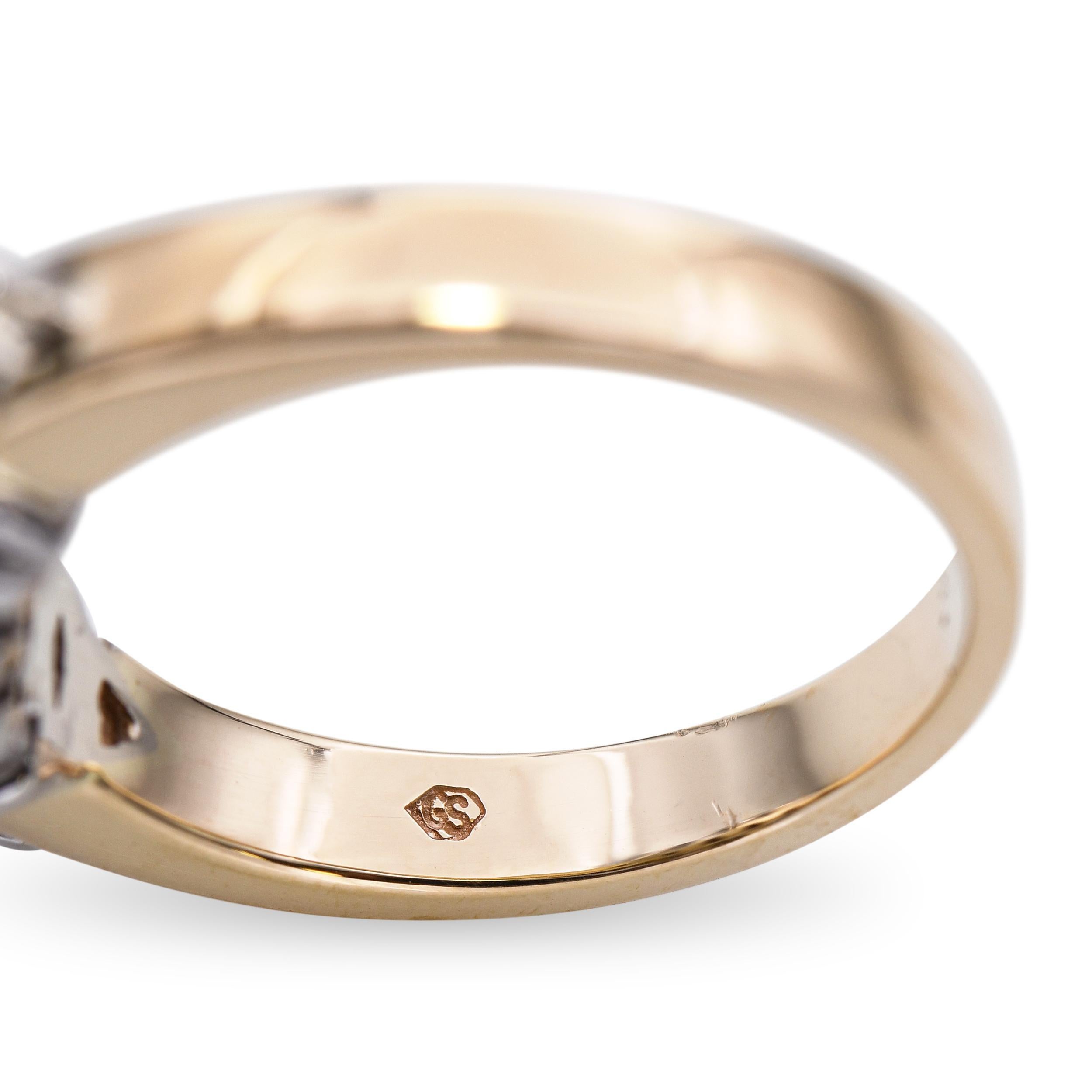 Bague à 6 pierres en or jaune 14k avec diamant marquise 1,1tcw en vente 2