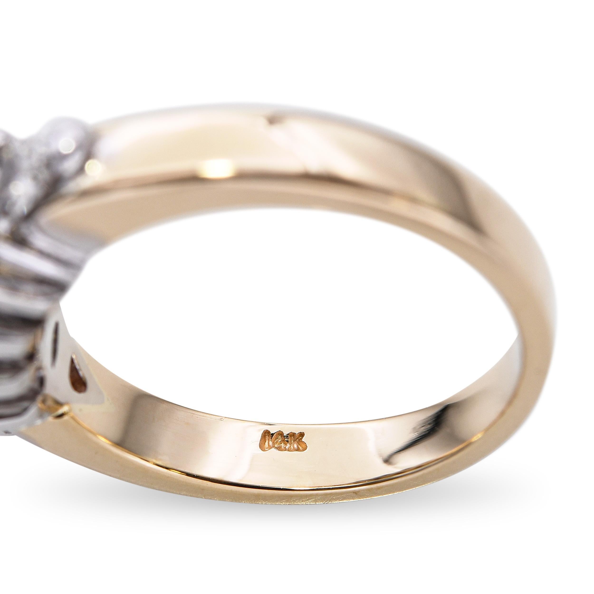 Bague à 6 pierres en or jaune 14k avec diamant marquise 1,1tcw en vente 3