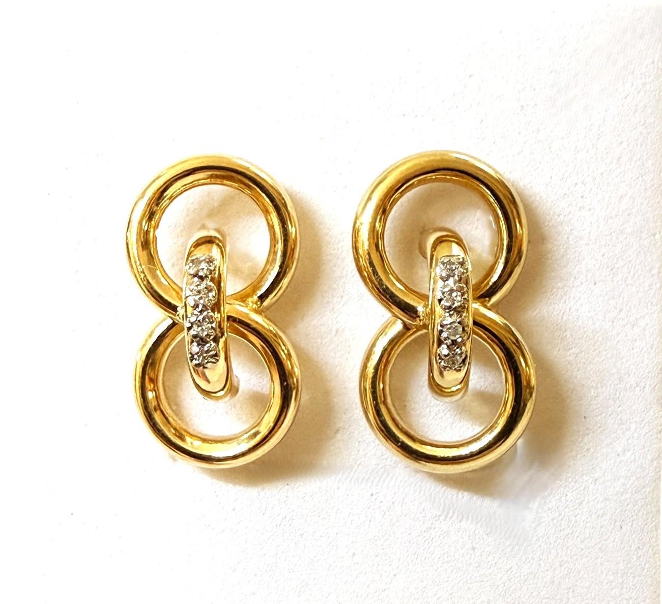 14k Yellow Gold .12 Carat Diamond Infinity Loop Earrings 2.50 Grams at ...