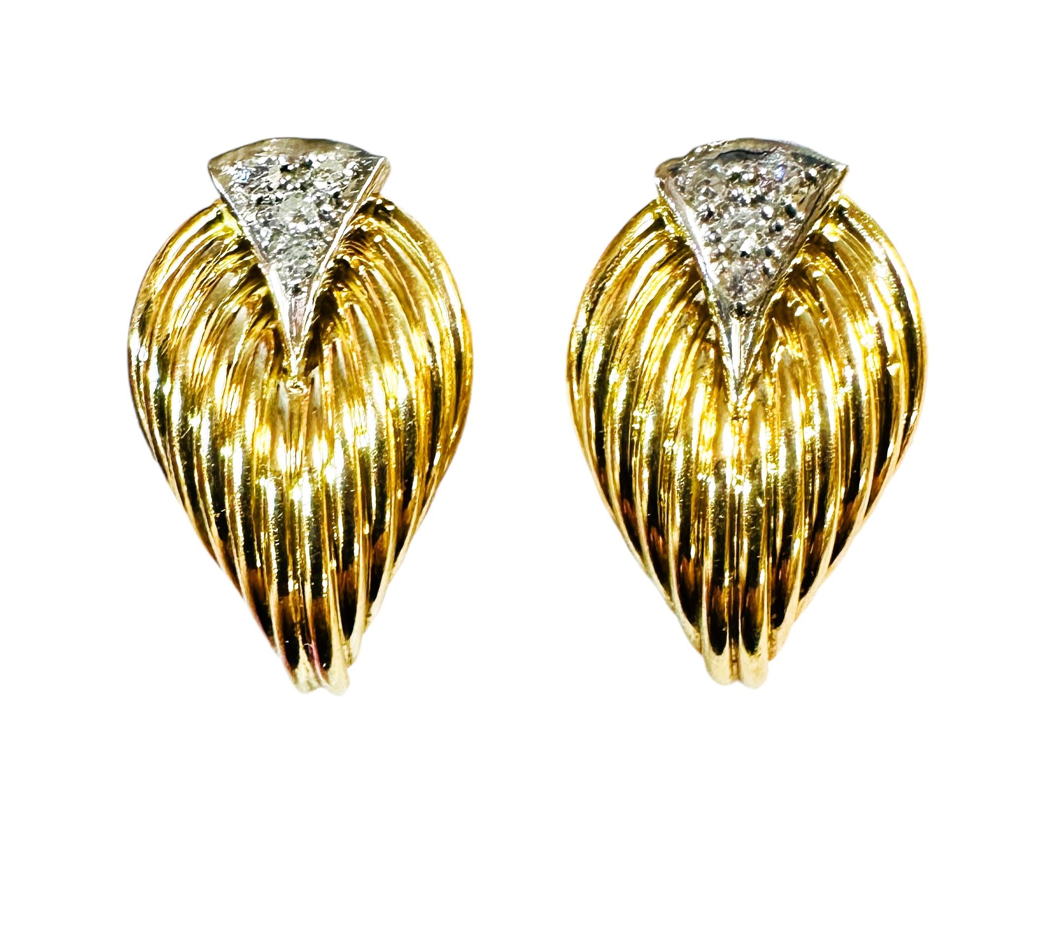 14k Yellow Gold .12 Carat Diamond Post Earrings 1