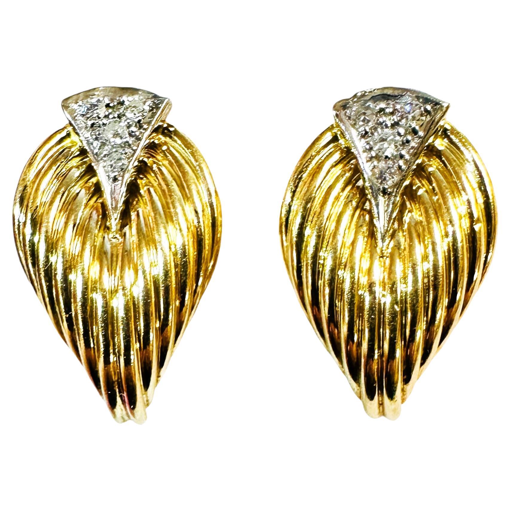 14k Yellow Gold .12 Carat Diamond Post Earrings