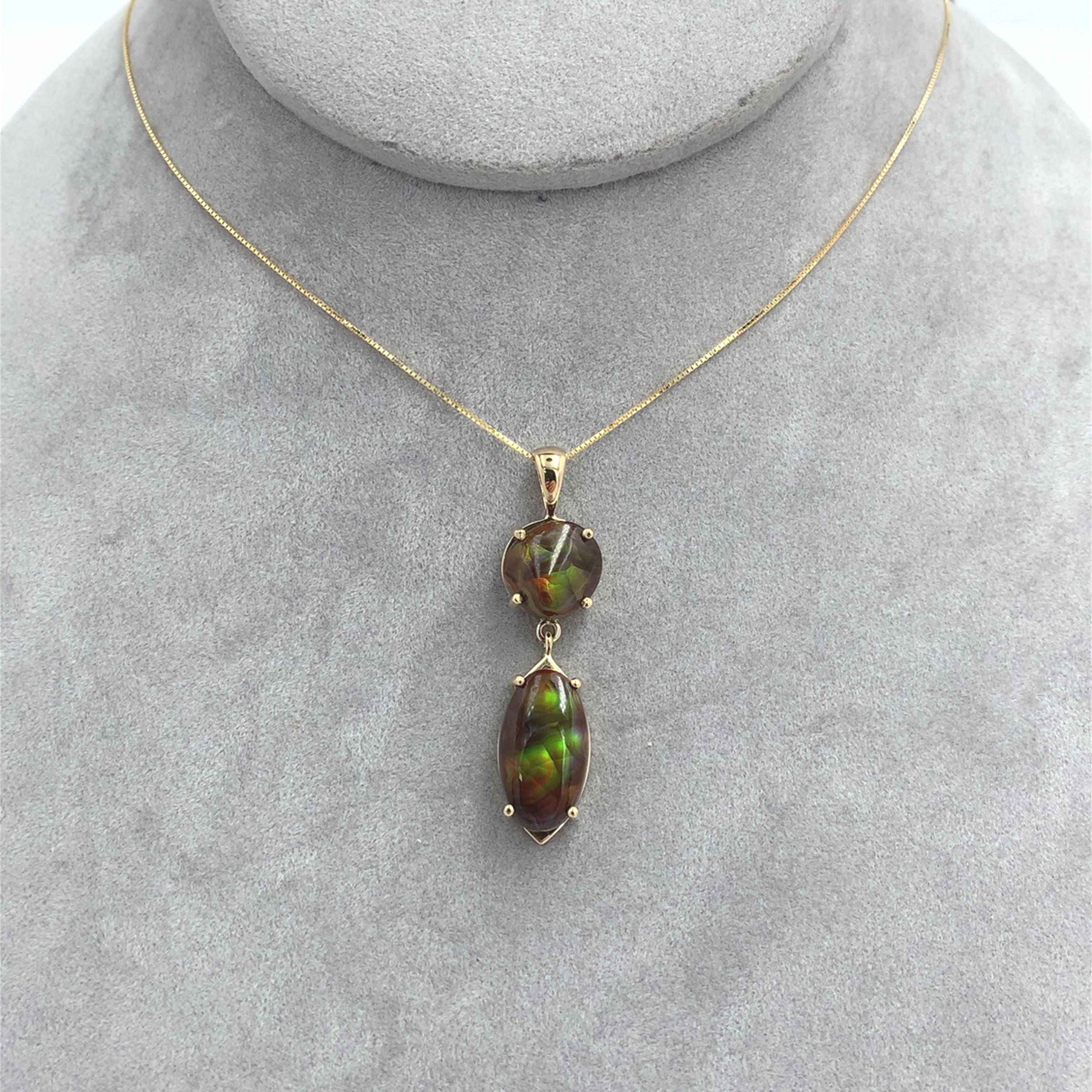 Pendentif en or jaune 14 carats avec agate de feu de 12 carats et chaîne de 18 pouces en vente 1